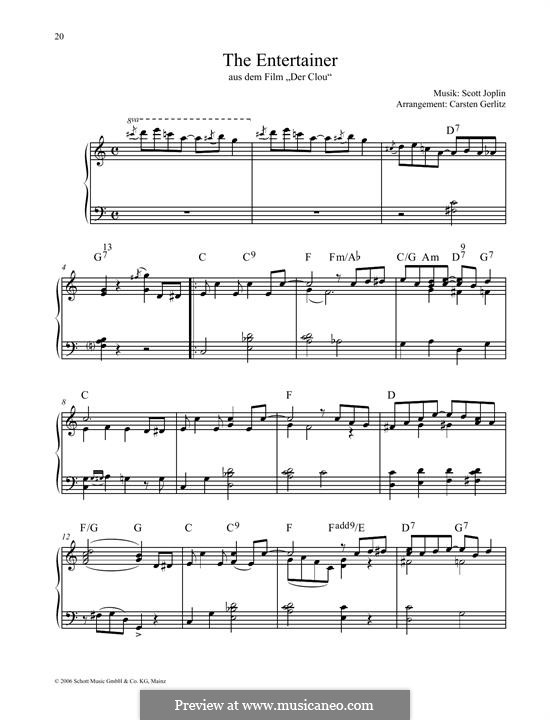 The Entertainer, for Piano: For a single performer by Scott Joplin