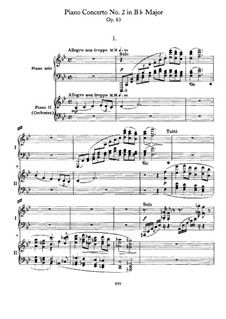 Concerto for Piano and Orchestra No.2 in B Flat Major, Op.83: Movement I. Version for two pianos four hands by Johannes Brahms