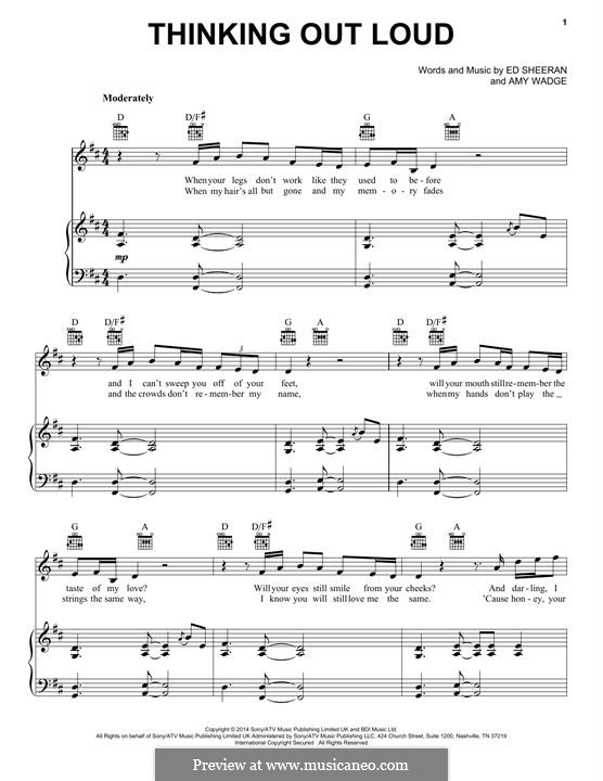 Thinking Out Loud: For voice and piano (or guitar) by Ed Sheeran, Amy Wadge
