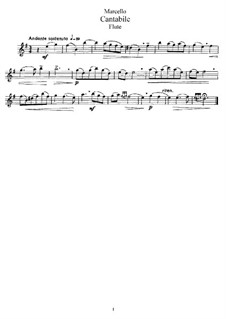 Cantabile for Flute and Piano: Flute part by Benedetto Marcello