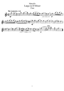 Largo in D Minor for Flute and Piano: Flute part by Benedetto Marcello