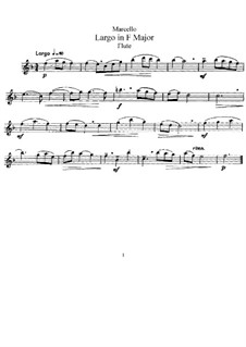 Largo in F Major for Flute and Piano: Flute part by Benedetto Marcello