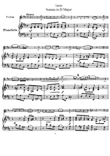 Sonata for Violin and Piano in D Major: Score by Giuseppe Tartini