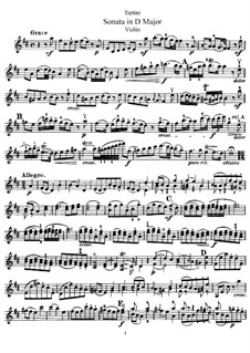 Sonata for Violin and Piano in D Major: Solo part by Giuseppe Tartini