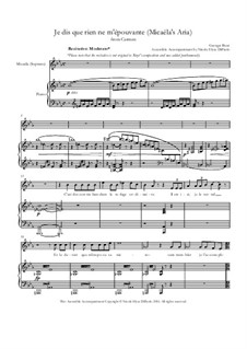 Je dis, que rien ne m'épouvante: For voice and piano by Georges Bizet