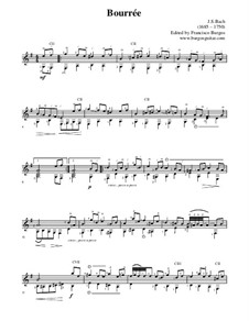 Suite for Lute (or Harpsichord) in E Minor, BWV 996: Bourrée. Version for guitar by Johann Sebastian Bach
