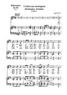 No.13 Hochländers Abschied (My Heart's in the Highlands): Piano-vocal score (French and german texts) by Robert Schumann
