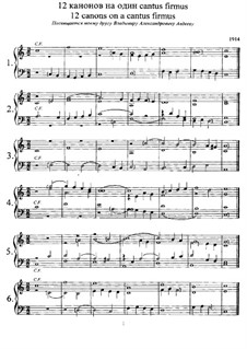 Twelve Canons on a cantus firmus: For piano by Anatoly Lyadov