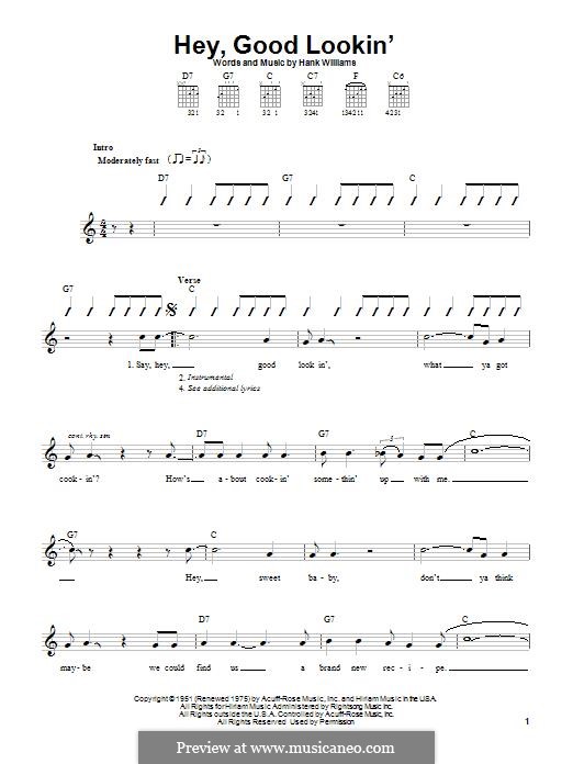 Hey, Good Lookin': For guitar with tab by Hank Williams