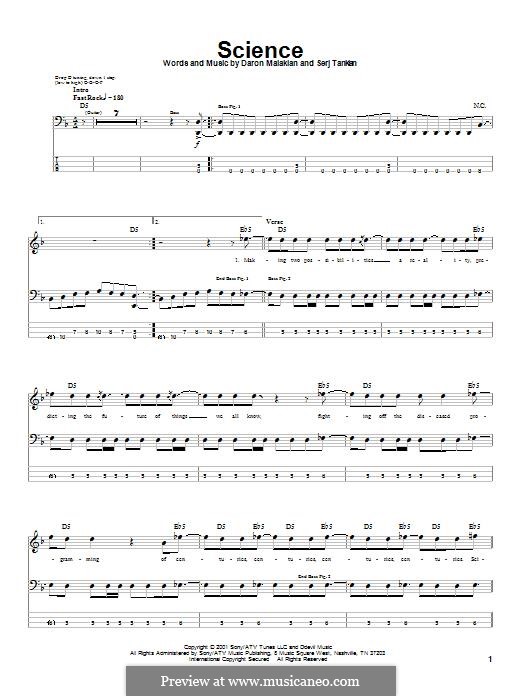 Science (System of a Down): For bass guitar with tab by Daron Malakian, Serj Tankian