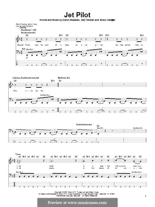 Jet Pilot (System of a Down): For bass guitar with tab by Daron Malakian, Serj Tankian, Shavo Odadjian