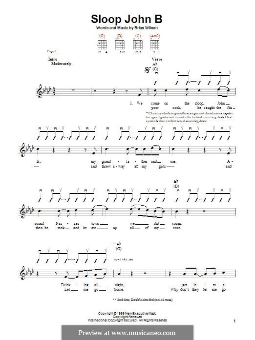 Sloop John B: For guitar with tab by Brian Wilson