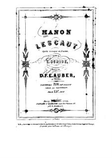 Manon Lescaut: Act I, piano-vocal score by Daniel Auber
