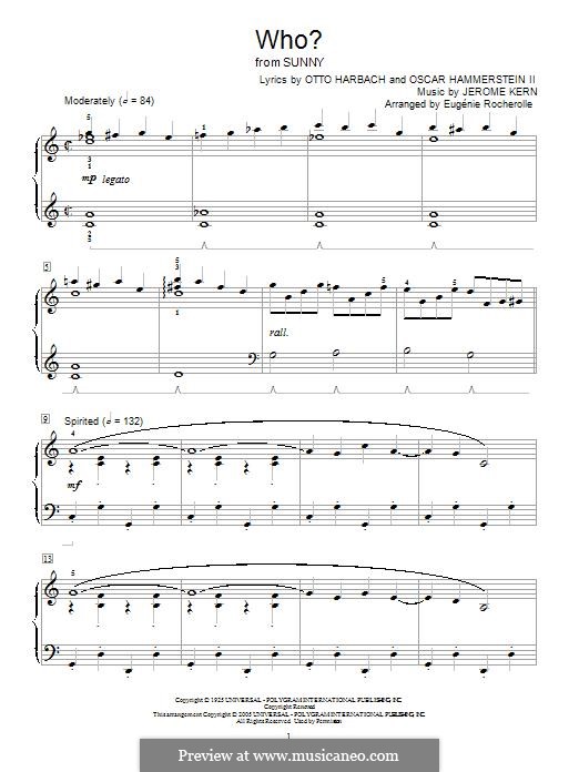 Who?: For piano by Jerome Kern