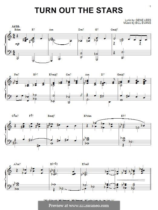 Turn Out the Stars by B. Evans sheet music on MusicaNeo