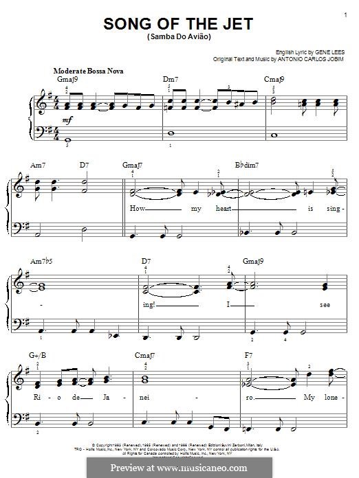 Song of the Jet (Samba do Aviao): For piano by Antonio Carlos Jobim