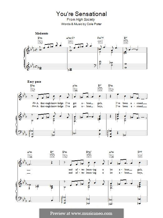 You're Sensational (Frank Sinatra): For voice and piano (or guitar) by Cole Porter
