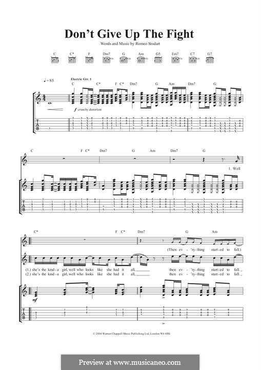 Don't Give Up The Fight (The Magic Numbers): For guitar with tab by Romeo Stodart