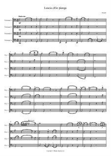 Lascia Ch'io Pianga: For cello quartet by Georg Friedrich Händel