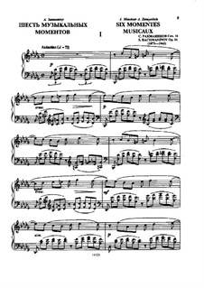Six Moments Musicaux, Op.16: Complete set by Sergei Rachmaninoff
