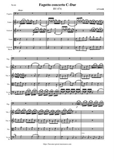 Fagotto concerto C-Dur - Score & Parts, RV 476: Fagotto concerto C-Dur - Score & Parts by Antonio Vivaldi