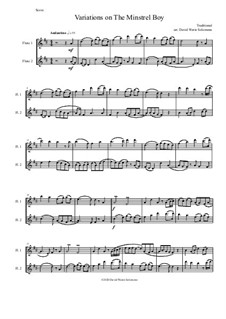 The Minstrel Boy (The Moreen): For 2 flutes (variations) by folklore