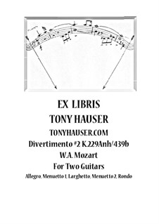Divertimento No.2, K.229 Anh-439b: For two guitars by Wolfgang Amadeus Mozart