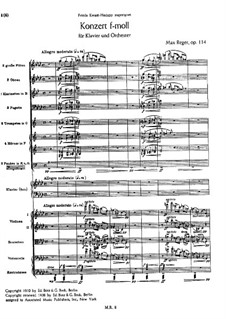 Concerto for Piano and Orchestra in F Minor, Op.114: Full score by Max Reger