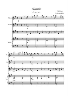 Four Ländler for Piano Four Hands, D.814: No.2, for quartetto by Franz Schubert