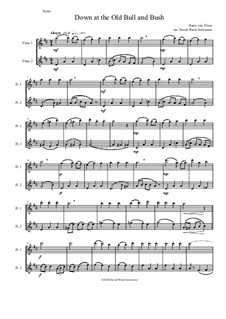 Down at the Old Bull and Bush: For 2 flutes by Harry von Tilzer, Andrew Stirling, Percy Kron, Russell Hunting