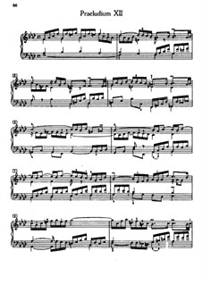 Prelude and Fugue No.12 in F Minor, BWV 857: For piano by Johann Sebastian Bach