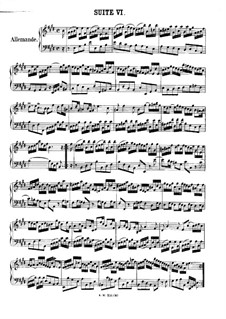 Suite No.6 in E Major, BWV 817: For piano by Johann Sebastian Bach