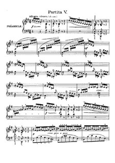 Partita for Keyboard No.5 in G Major, BWV 829: For piano by Johann Sebastian Bach