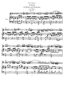 Andante for Flute and Orchestra in C Major, K.315: Version for flute and piano – score by Wolfgang Amadeus Mozart
