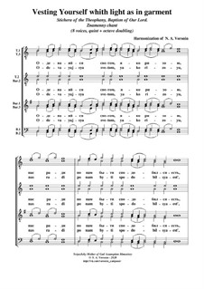 Vesting Yourself whith light as in garment: 8 Voices (men's choir, quint + octave doubling, Rus+Eng Translit.) by Nikita Voronin