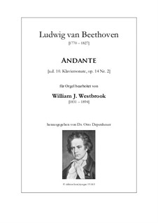Sonata for Piano No.10, Op.14 No.2: Andante cantabile, for organ by Ludwig van Beethoven