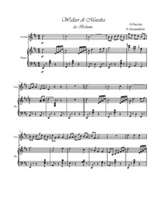 Quando men vo (Musetta's Waltz): For violin and piano by Giacomo Puccini