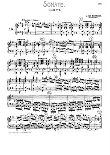 Sonata for Piano No.16, Op.31 No.1: For a single performer by Ludwig van Beethoven