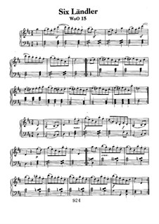 Six Ländler for Two Violins and Cello, WoO 15: Complete set, for piano by Ludwig van Beethoven