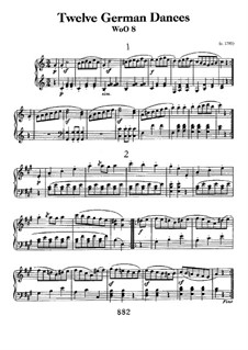 Twelve German Dances, WoO 8: For piano by Ludwig van Beethoven