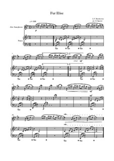 10 Easy Classical Pieces for Alto Saxophone and Piano: Für Elise by Franz Schubert, Johann Strauss (Sohn), Edward Elgar, Jacques Offenbach, Ludwig van Beethoven, Edvard Grieg, Julius Benedict, Mildred Hill, Eduardo di Capua