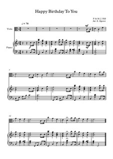 10 Easy Classical Pieces for Viola and Piano: Happy Birthday To You by Franz Schubert, Johann Strauss (Sohn), Edward Elgar, Jacques Offenbach, Ludwig van Beethoven, Edvard Grieg, Julius Benedict, Mildred Hill, Eduardo di Capua