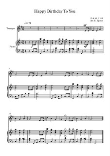 10 Easy Classical Pieces for Trumpet and Piano: Happy Birthday To You by Franz Schubert, Johann Strauss (Sohn), Edward Elgar, Jacques Offenbach, Ludwig van Beethoven, Edvard Grieg, Julius Benedict, Mildred Hill, Eduardo di Capua