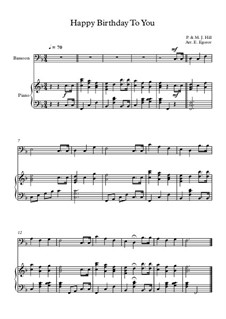 10 Easy Classical Pieces for Bassoon and Piano: Happy Birthday To You by Franz Schubert, Johann Strauss (Sohn), Edward Elgar, Jacques Offenbach, Ludwig van Beethoven, Edvard Grieg, Julius Benedict, Mildred Hill, Eduardo di Capua