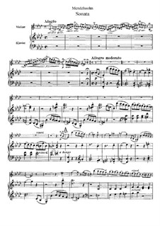 Sonata for Violin and Piano in F Minor, Op.4: Score by Felix Mendelssohn-Bartholdy