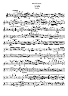 Sonata for Violin and Piano in F Minor, Op.4: Solo part by Felix Mendelssohn-Bartholdy