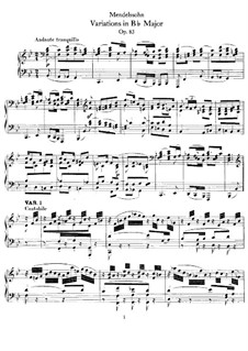 Andante and Variations, Op.83a: For piano by Felix Mendelssohn-Bartholdy