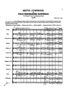 Symphony No.3 in A Minor 'Scottish', Op.56: Full score by Felix Mendelssohn-Bartholdy