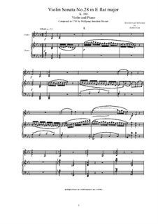 Sonata for Violin and Piano No.28 in E Flat Major, K.380: Score, solo part by Wolfgang Amadeus Mozart