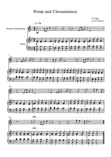 10 Easy Classical Pieces for Soprano Saxophone and Piano: Pomp and Circumstance by Franz Schubert, Johann Strauss (Sohn), Edward Elgar, Jacques Offenbach, Ludwig van Beethoven, Edvard Grieg, Julius Benedict, Mildred Hill, Eduardo di Capua